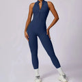 Sexy Hollow Backless Sporty Jumpsuits Fitness Overalls for Women Scrunch Workout Rompers One Pieces Yoga Suit Zip Gym Bodysuit