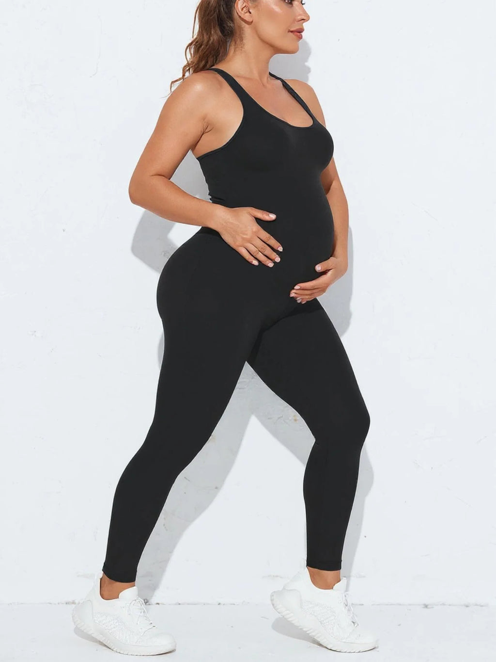 Women’s Sleeveless Maternity Bodysuit – High-Stretch Pregnancy Yoga Jumpsuit with Supportive Shapewear for Fitness, Workout & Everyday Wear