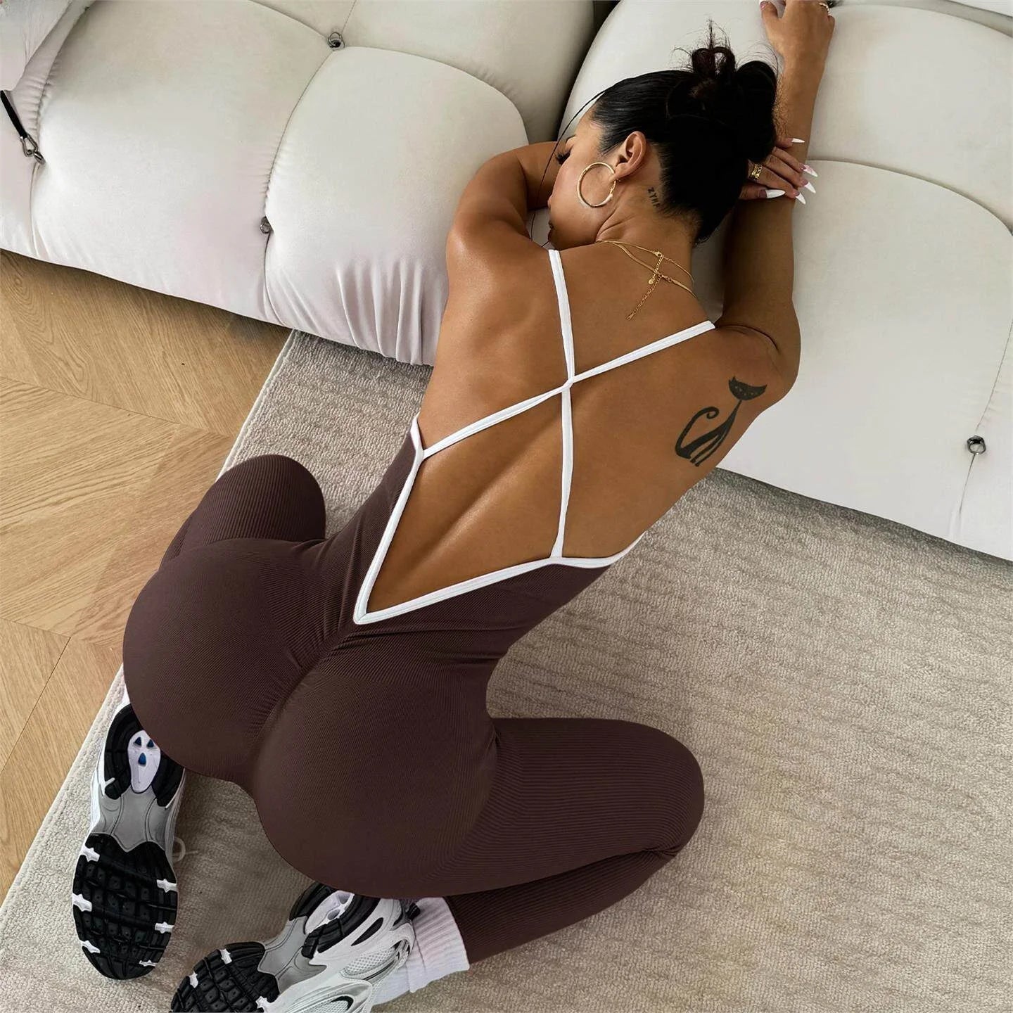 Long Sleeve Stretch Sports Jumpsuit