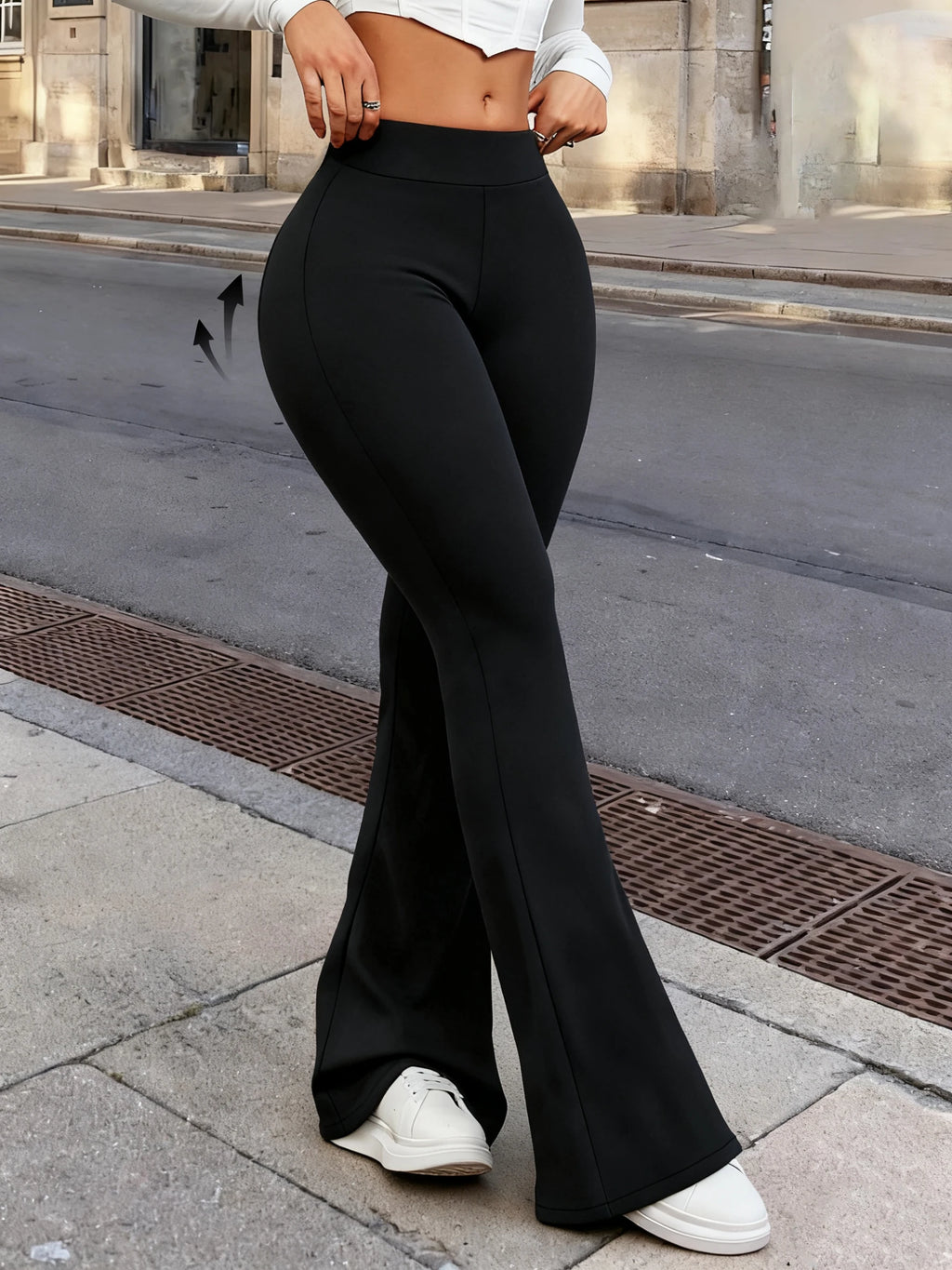 High-Waist Flared Leggings for Women – Stretchy Butt-Lifting Bell-Bottom Yoga Pants, Leg-Lengthening Design for Workout, Casual & Everyday Wear