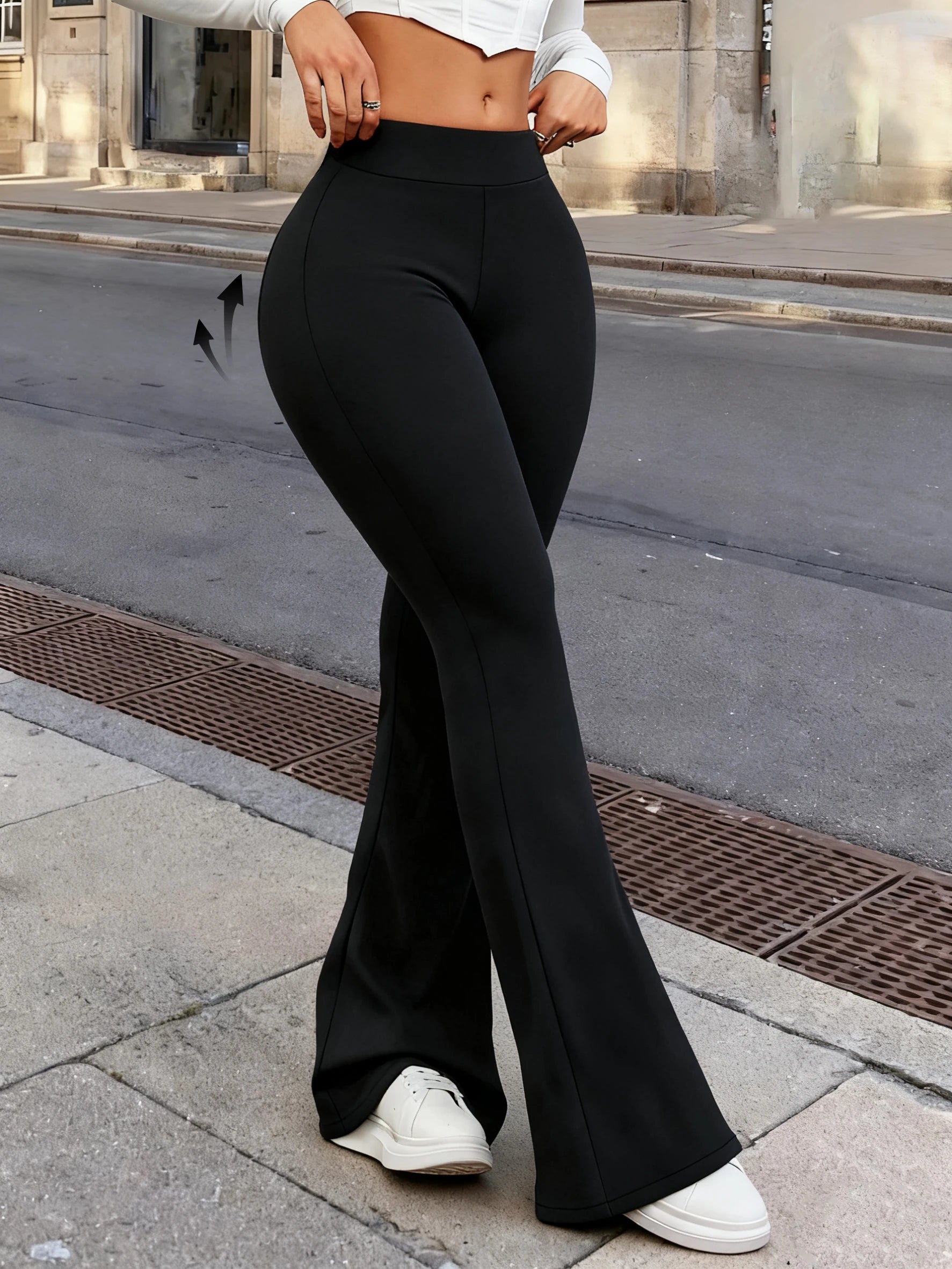 High-Waist Flared Leggings for Women – Stretchy Butt-Lifting Bell-Bottom Yoga Pants, Leg-Lengthening Design for Workout, Casual & Everyday Wear