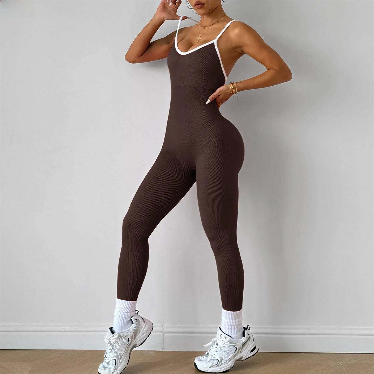 Long Sleeve Stretch Sports Jumpsuit