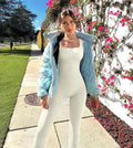 Women’s Seamless Long Sleeve Yoga Jumpsuit – Wide-Leg Stretch One-Piece Bodysuit with Waist-Shaping Fit for Workout & Everyday Wear