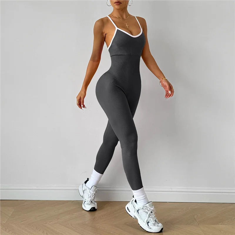 Long Sleeve Stretch Sports Jumpsuit