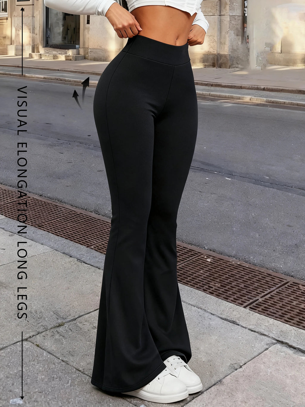 High-Waist Flared Leggings for Women – Stretchy Butt-Lifting Bell-Bottom Yoga Pants, Leg-Lengthening Design for Workout, Casual & Everyday Wear