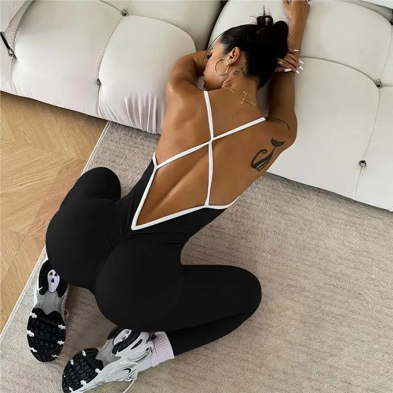 Long Sleeve Stretch Sports Jumpsuit