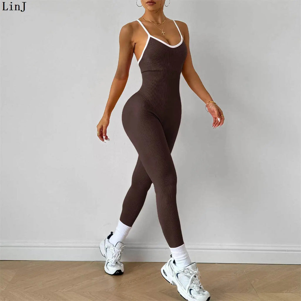 Long Sleeve Stretch Sports Jumpsuit