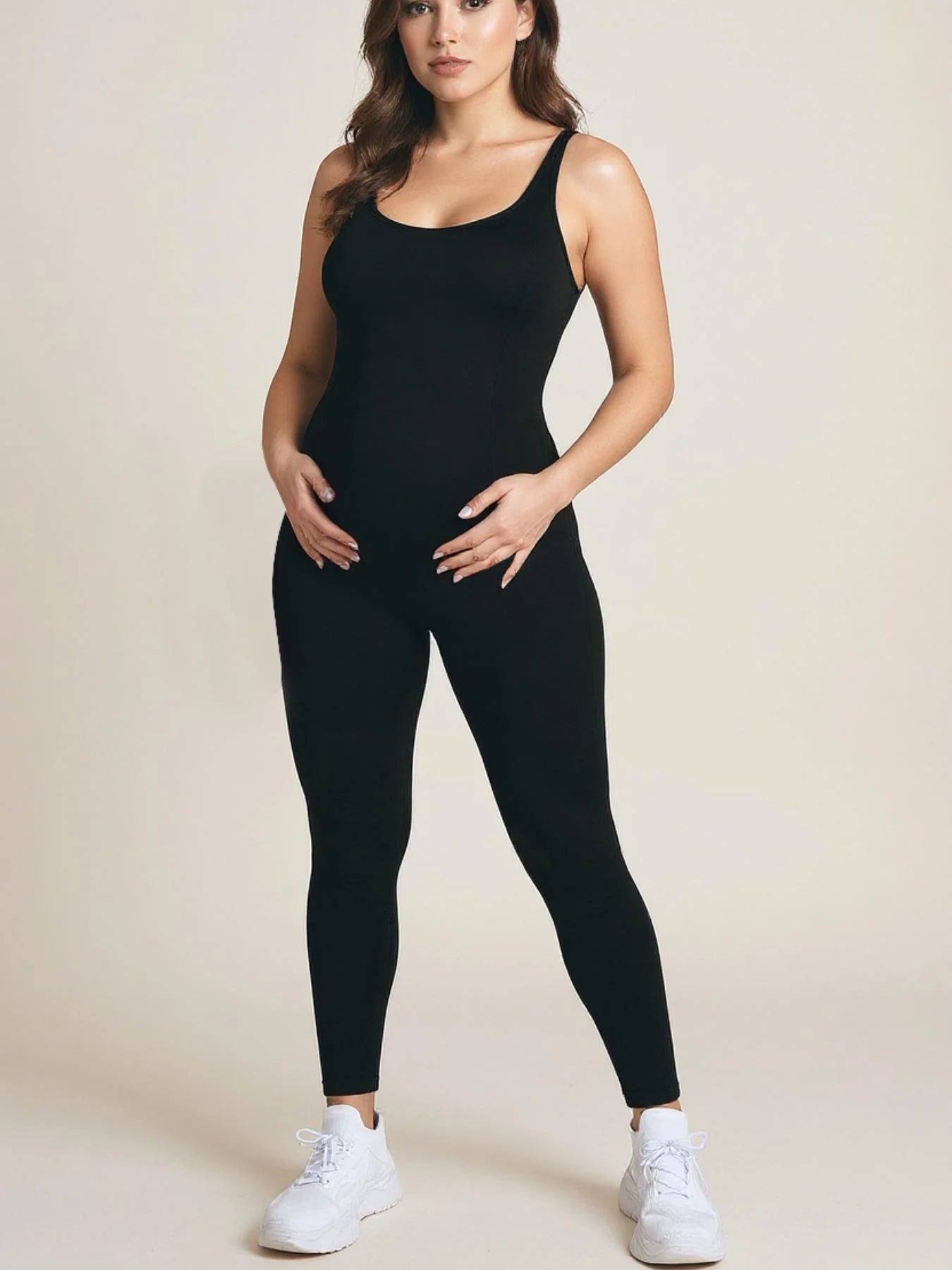 Women’s Sleeveless Maternity Bodysuit – High-Stretch Pregnancy Yoga Jumpsuit with Supportive Shapewear for Fitness, Workout & Everyday Wear