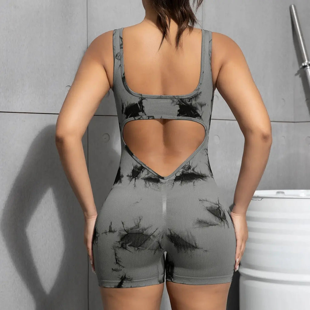 Women’s Seamless Backless Jumpsuit – Sleeveless U-Neck Stretch Bodysuit with Tummy Control for Workout, Yoga & Everyday Wear