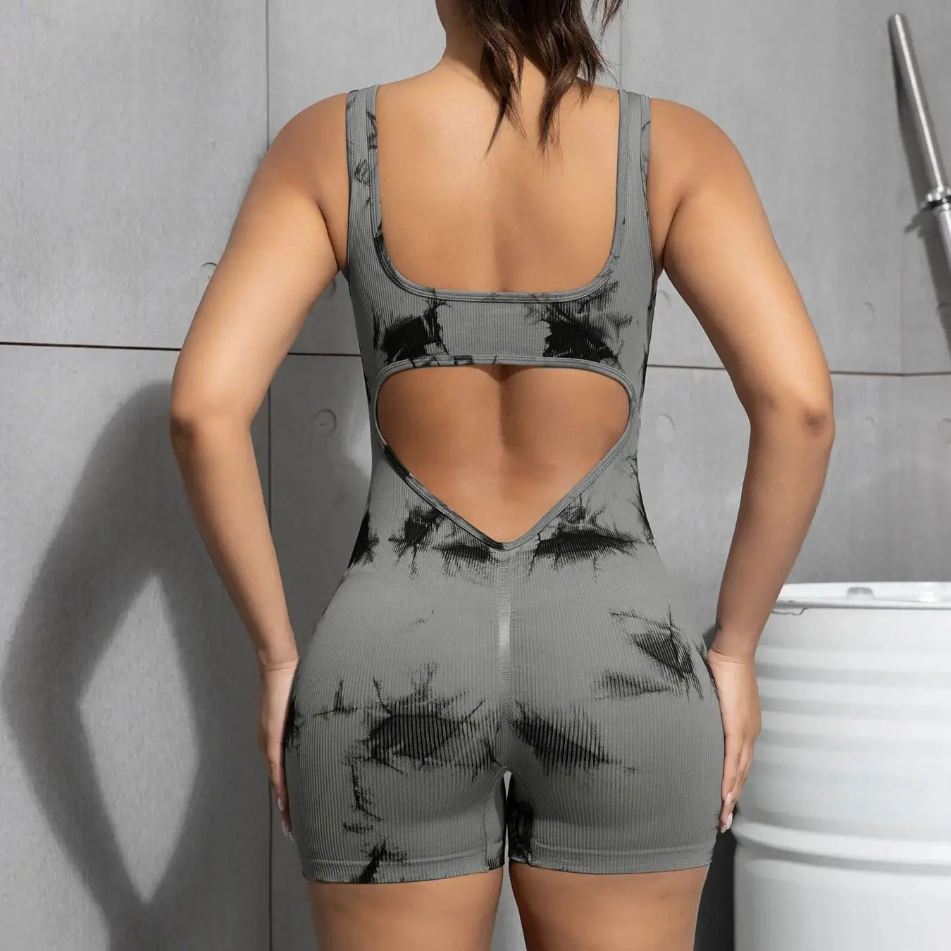Women’s Seamless Backless Jumpsuit – Sleeveless U-Neck Stretch Bodysuit with Tummy Control for Workout, Yoga & Everyday Wear
