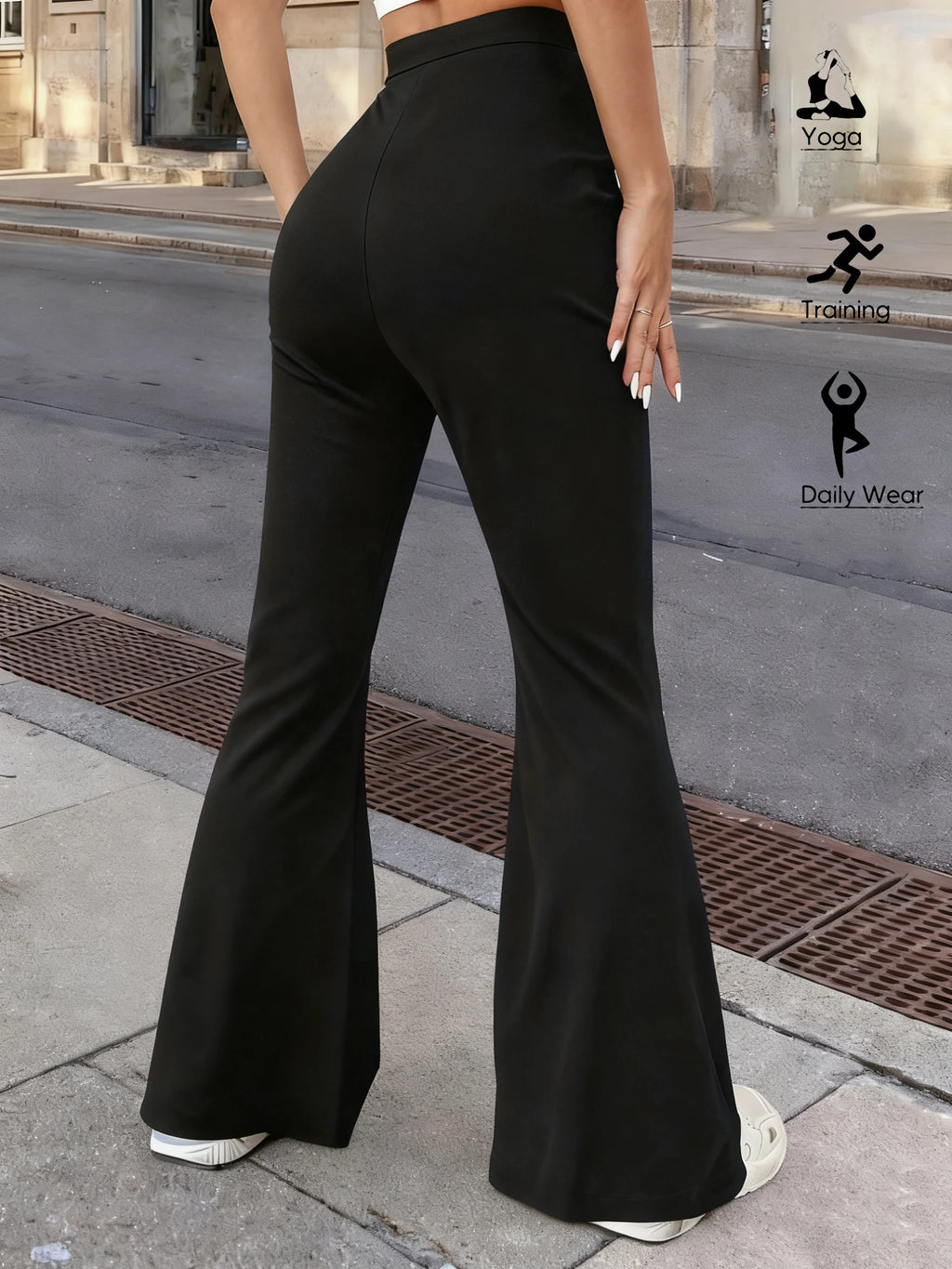 High-Waist Flared Leggings for Women – Stretchy Butt-Lifting Bell-Bottom Yoga Pants, Leg-Lengthening Design for Workout, Casual & Everyday Wear