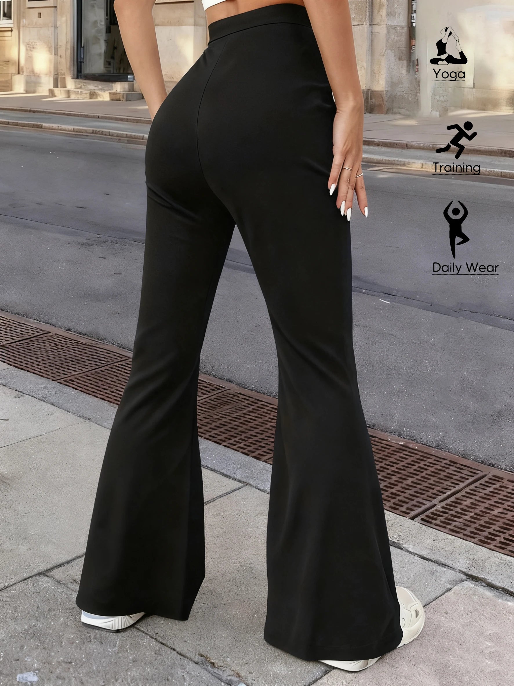 High-Waist Flared Leggings for Women – Stretchy Butt-Lifting Bell-Bottom Yoga Pants, Leg-Lengthening Design for Workout, Casual & Everyday Wear