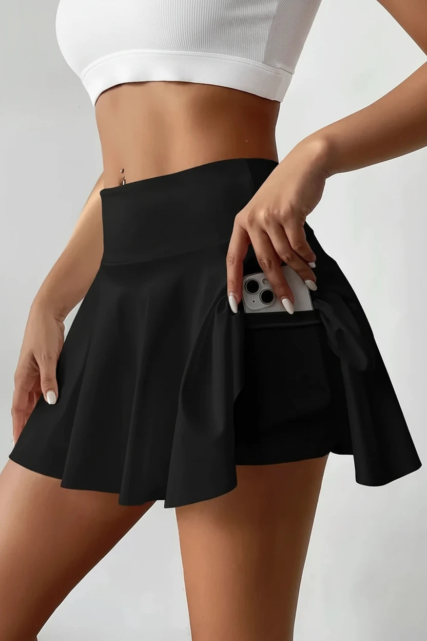 Women's High Waist Quick Dry Fitness Tennis Skirt with Pockets
