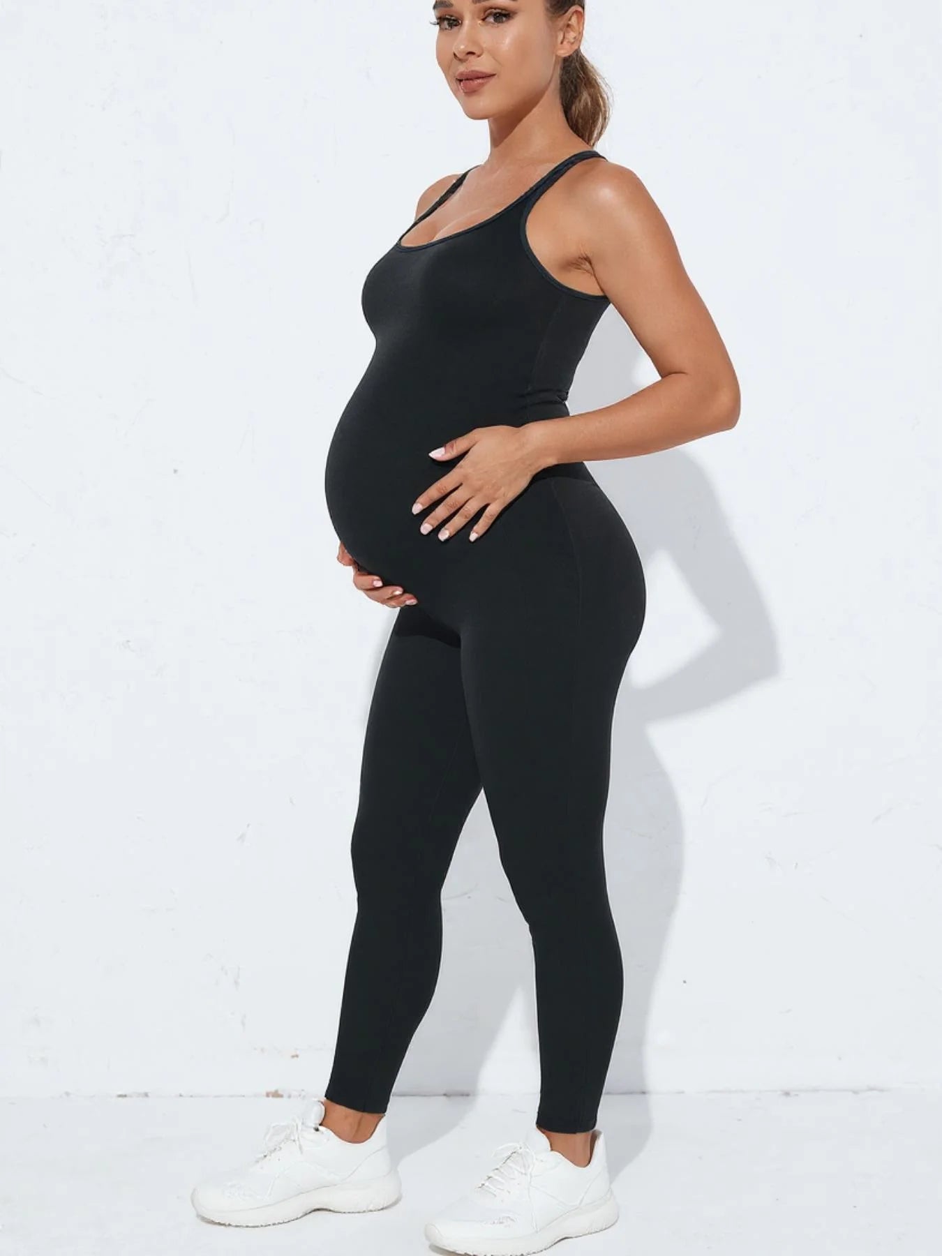 Women’s Sleeveless Maternity Bodysuit – High-Stretch Pregnancy Yoga Jumpsuit with Supportive Shapewear for Fitness, Workout & Everyday Wear